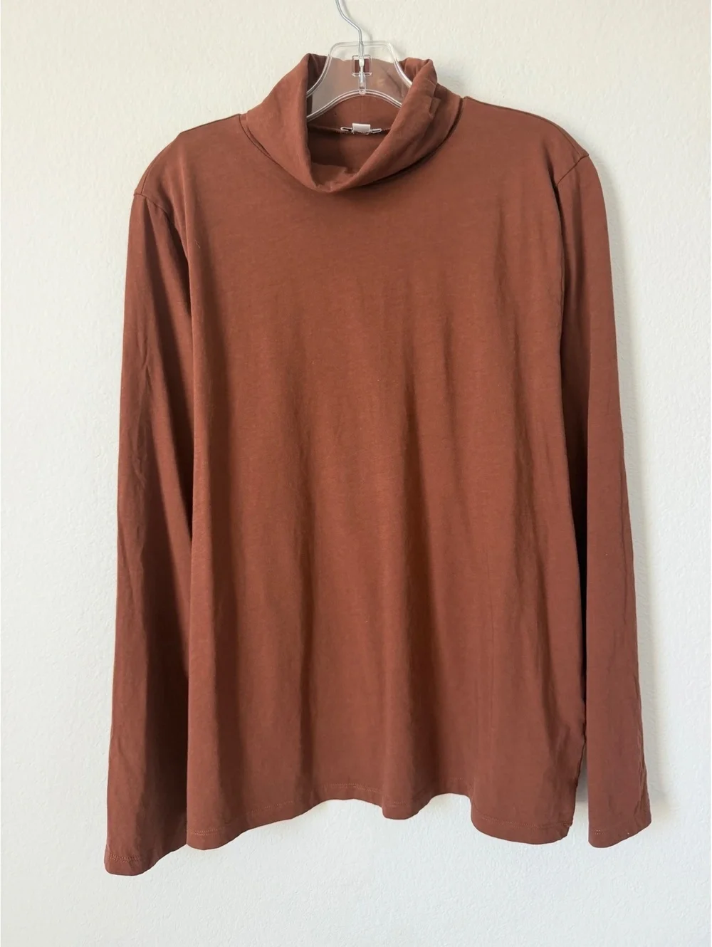 J. Crew Long Sleeve 100% Cotton Brown Basic Turtleneck Top Women's Size 2X